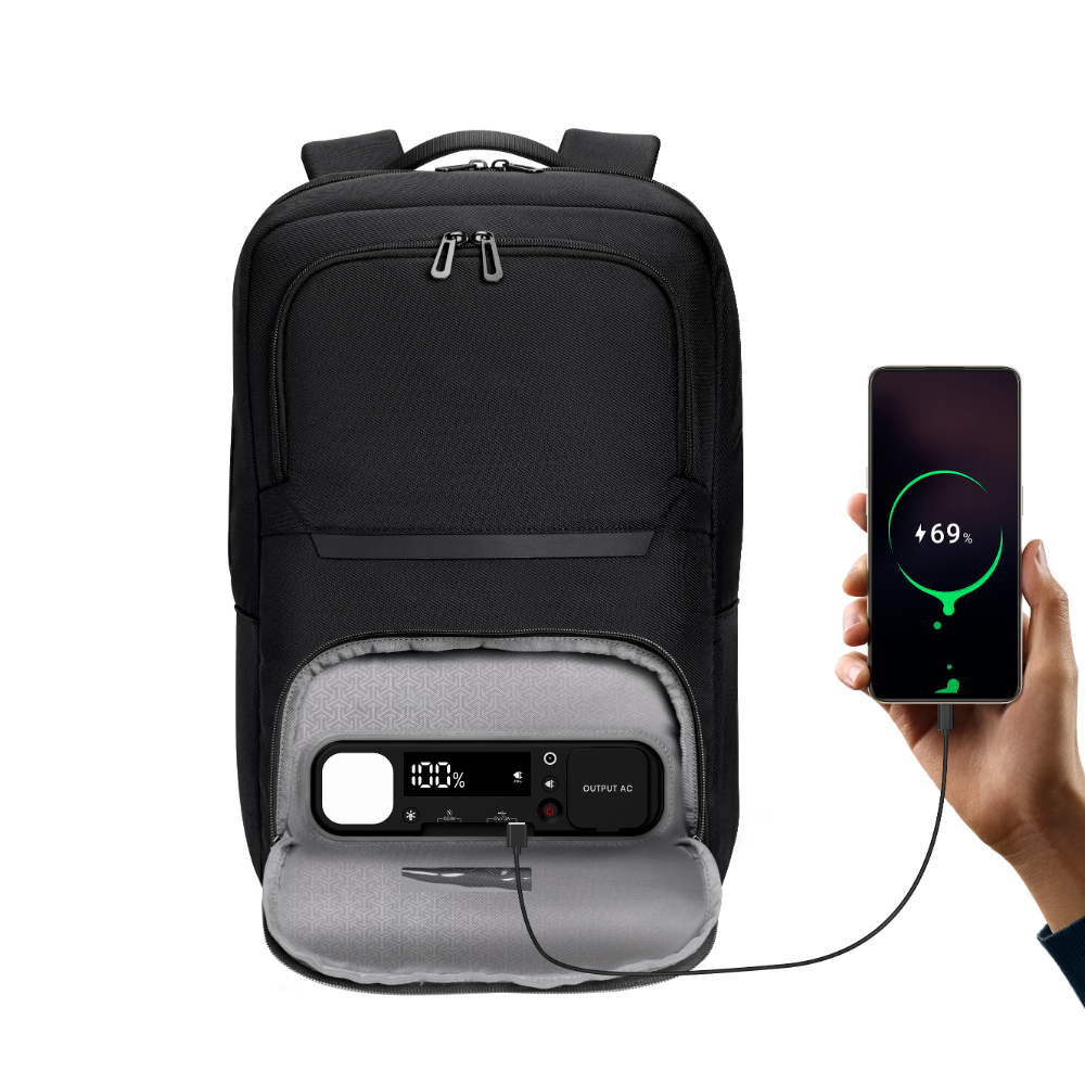 SmartCharge 20L Business Backpack: Built-in 96Wh Power Bank, USB-C/A Fast Charging & Waterproof Tech