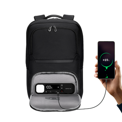 SmartCharge 20L Business Backpack: Built-in 96Wh Power Bank, USB-C/A Fast Charging & Waterproof Tech